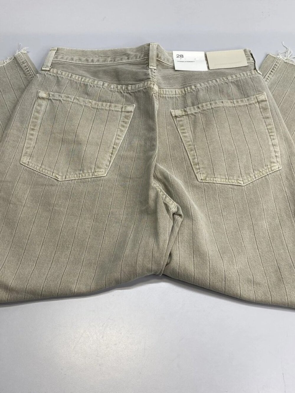 Citizens Of Humanity Womens Jean Neutral Beige Size 28 Ayla Raw Hem Crop Striped - Picture 3 of 15